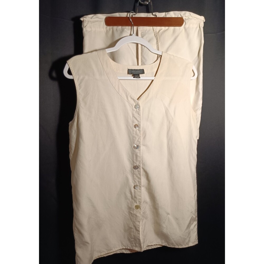 Vtg Silk House 100% Silk Ivory Tank & Shorts Set Women’s Small P 2‑Piece
